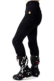 Motogirl Ribbed Knee Aramid Motorrad Leggings 100% mit Kevlar gefütterte Motorradhose Damen mit Protektoren - Schwarz Größe 38 Kurz