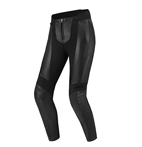 SHIMA Monaco 2.0 Leder Motorradhose Damen - Schwarze Frauen Lederhose mit Protektoren - Motorradkombi Hose (Schwarz, XL)
