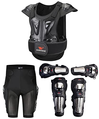 Körperpanzerung,Rückenprotektor,Fünfteiliges Set,Haltbare Motorrad Protektorjacke,Professionelle Motocross Schutzweste Schutzweste für Dirt Skifahren Radfahren Skateboarding Black,Large