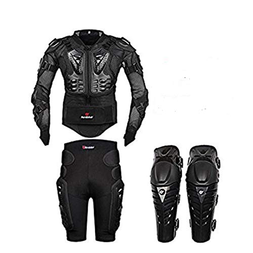 AKAUFENG Motorrad Protektorenjacke mit Feste Protektorenhose + Knieprotektoren Protektorenanzug Motorrad S-5XL