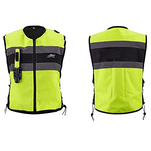 Chnzyr Reflektierende Cycling Motorradairbag Weste Abriebfeste Tear Airbag-Sicherheits Motorräder Off-Road-Fahrzeuge Airbagweste,Grün,L