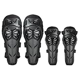 GES 4 Motorrad Knie-, Ellenbogen Protektor Motocross Racing Knee Guard Schienbeinschoner schutzausrüstungen für Erwachsene (Schwarz)