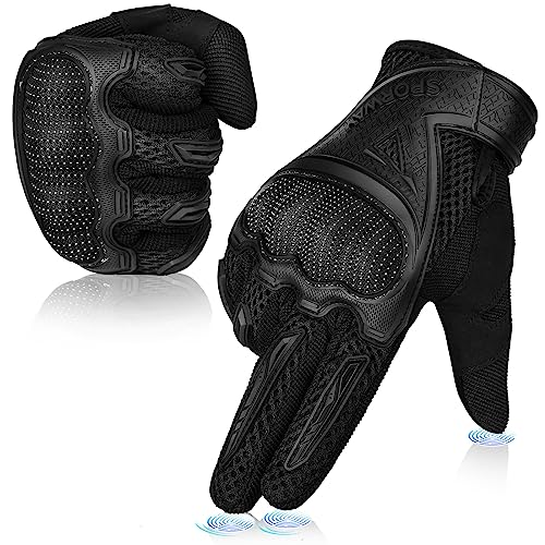 SPORWAY Motorrad Handschuhe Herr Damen, Motorradhandschuhe Motocross Handschuhe Touchscreen mit Hartschalen-Knöchelschutz, Taktische Handschuhe für Motorrad MTB Wandern Fahrrad Jagen (Schwarz, S)