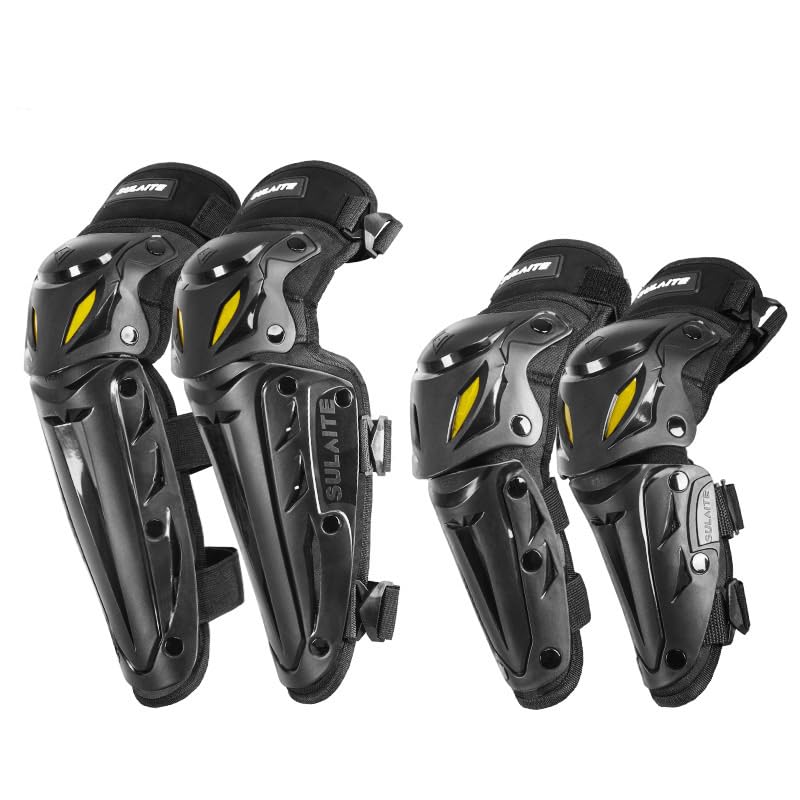 Bluepistil 4 stücke Motorrad Knieprotektoren Guards Einstellbare Ellenbogen-Guard-Pads Crashproof Nonslip-Knie-Kappe Pads Protector für Motocross Racing ATV Skating MTB