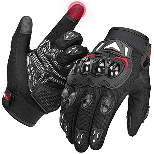 KEMIMOTO Motorradhandschuhe Herren, Motorrad Handschuhe Sommer mit Knöchelprotektor und Touchscreen, Amtungsaktive Sport Handschuhe für Herren und Damen, für Motorrad, Fahrrad, Roller, Jagd