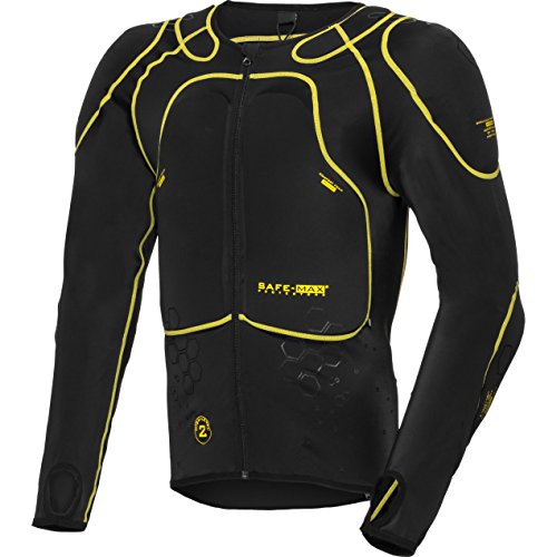 Safe Max® Protektorenjacke Motorrad Protektorenhemd Unterziehjacke mit Protektoren, Level 2, extrem funktional, Schulter-, Ellbogen- und Rückenprotektor, luftig, atmungsaktiv, Schwarz, L